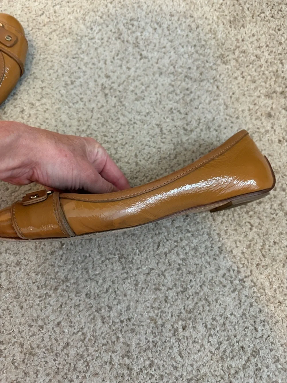 Tory Burch Royal Tan Patent Leather Ballet Flats, 8